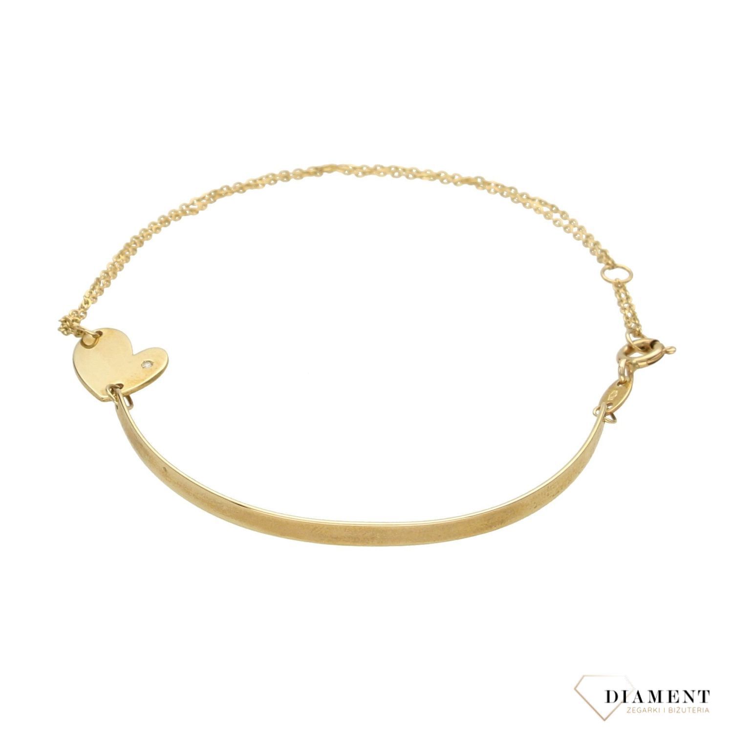 Złota Bransoletka. Żółte złoto. Blaszka Serce. Złote Bransoletki Damskie w Sklepie z Biżuterią zegarki-diament.pl to idealny pomysł na prezent dla kobiety (3).jpg