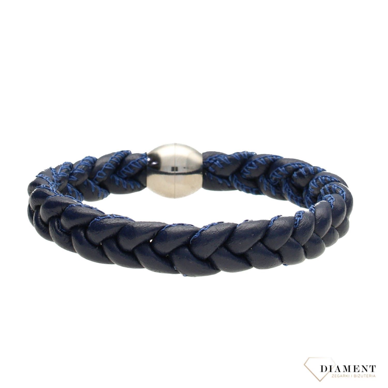 Skórzana bransoletka niebieska plecionka BRA-000000-091-skóra.jpg