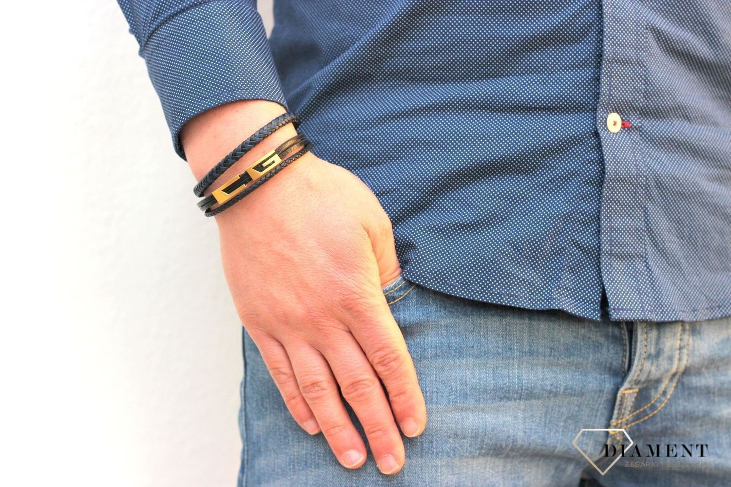 Bransoletka męska niebieski i czarny BRA-000000-092-skóra.jpg
