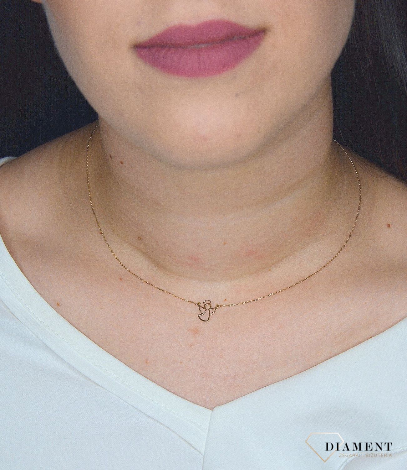 Złoty naszyjnik celebrytka 333 aniołek BRA-000000-236-333.jpg
