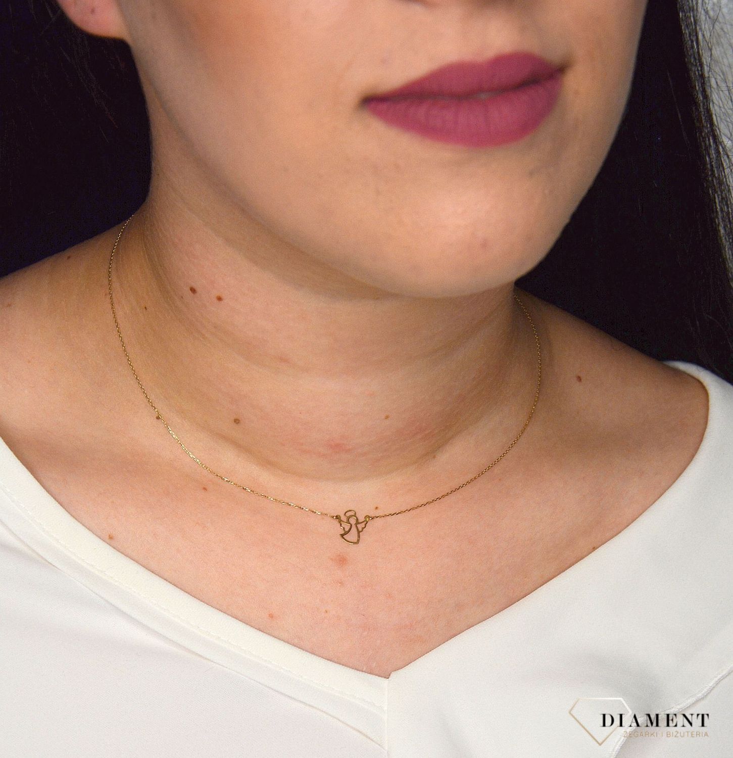 Złoty naszyjnik celebrytka 333 aniołek BRA-000000-236-333.jpg