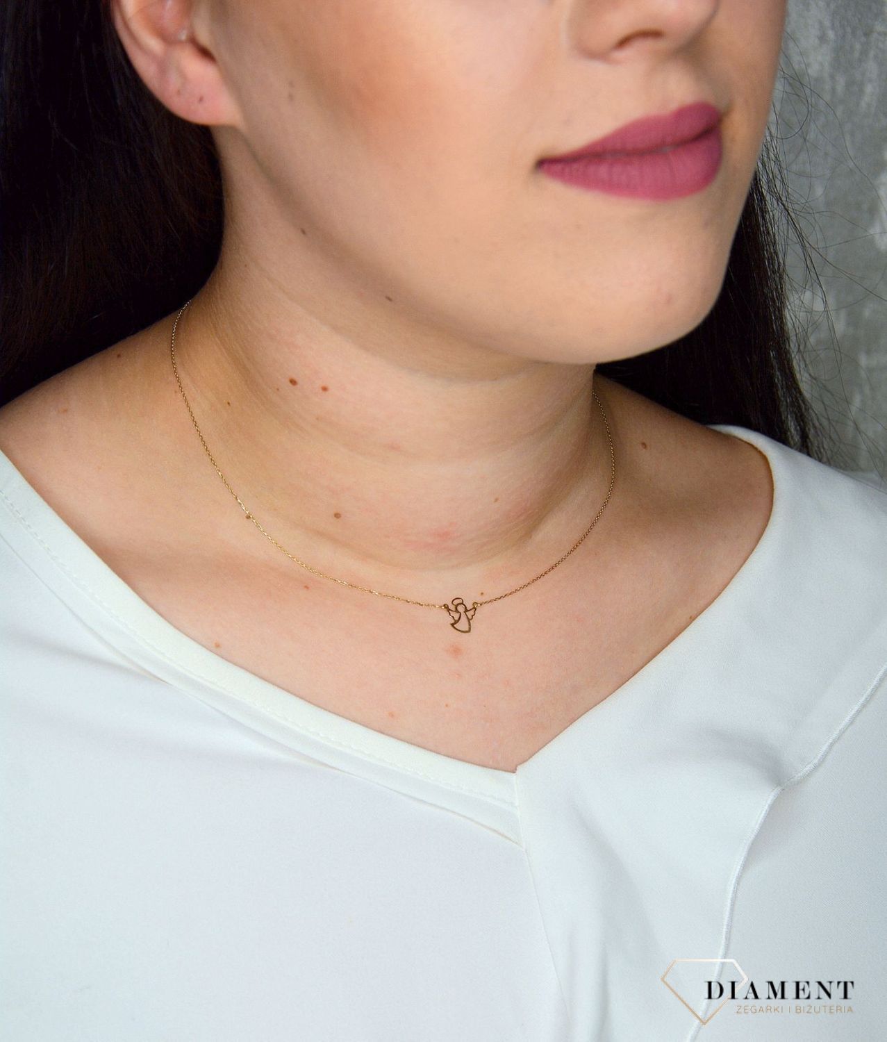 Złoty naszyjnik celebrytka 333 aniołek BRA-000000-236-333.jpg