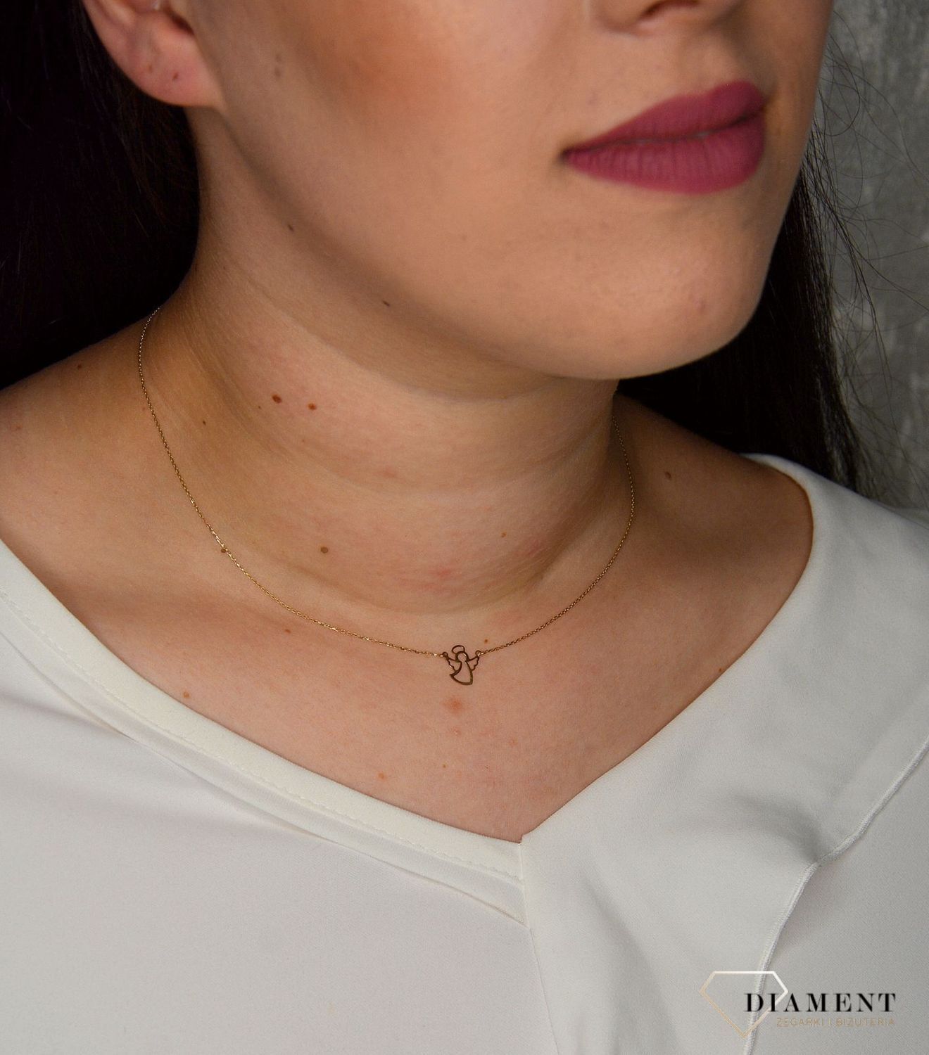 Złoty naszyjnik celebrytka 333 aniołek BRA-000000-236-333.jpg