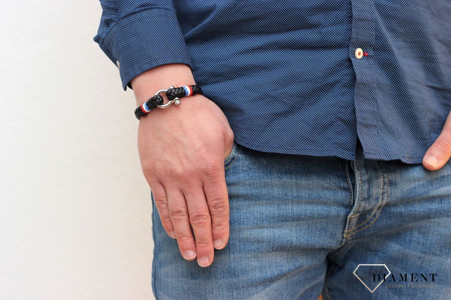 Skórzna bransoletka męska czarna plecionka BRA-000000-304-STAL.jpg