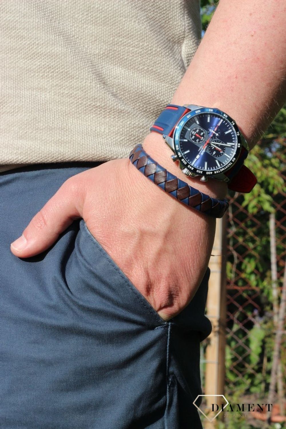 Bransoletka męska brązowa z niebieskim BRA-000000-309-SKÓRA.jpg