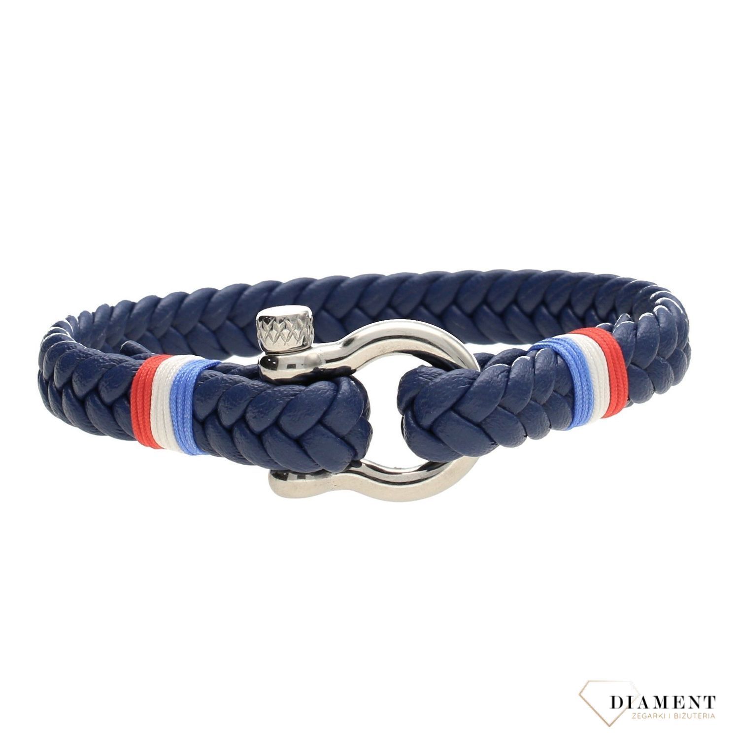 Skórzana bransoletka męska niebieska plecionka BRA-000000-310-STAL.jpg