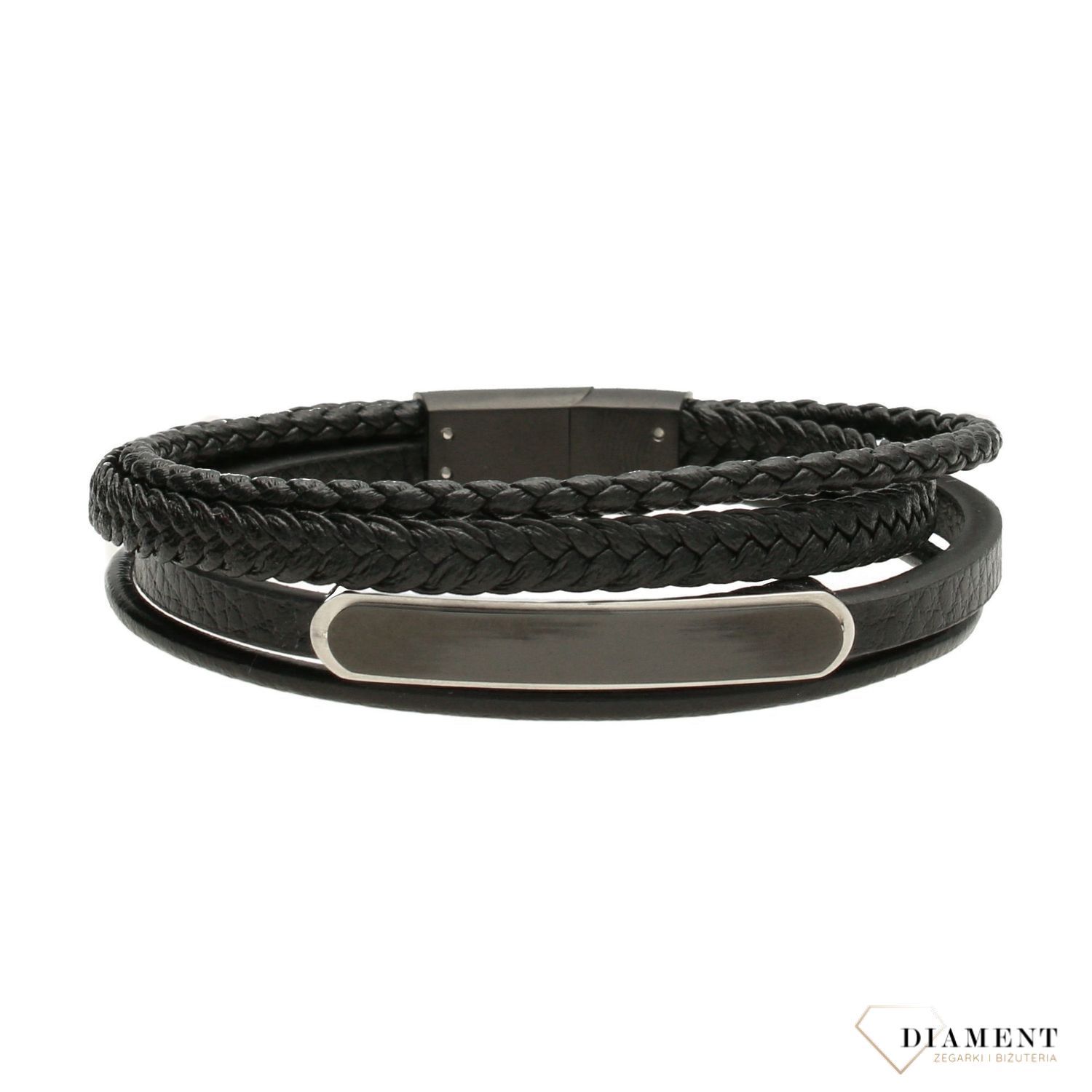 Skórzana bransoletka męska czarna BRA-000000-316-STAL.jpg
