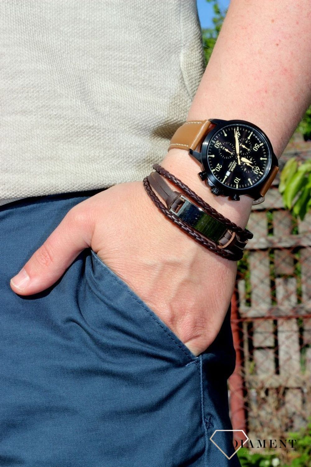 Bransoletka męska brązowa skórzana BRA-000000-326-STAL.jpg