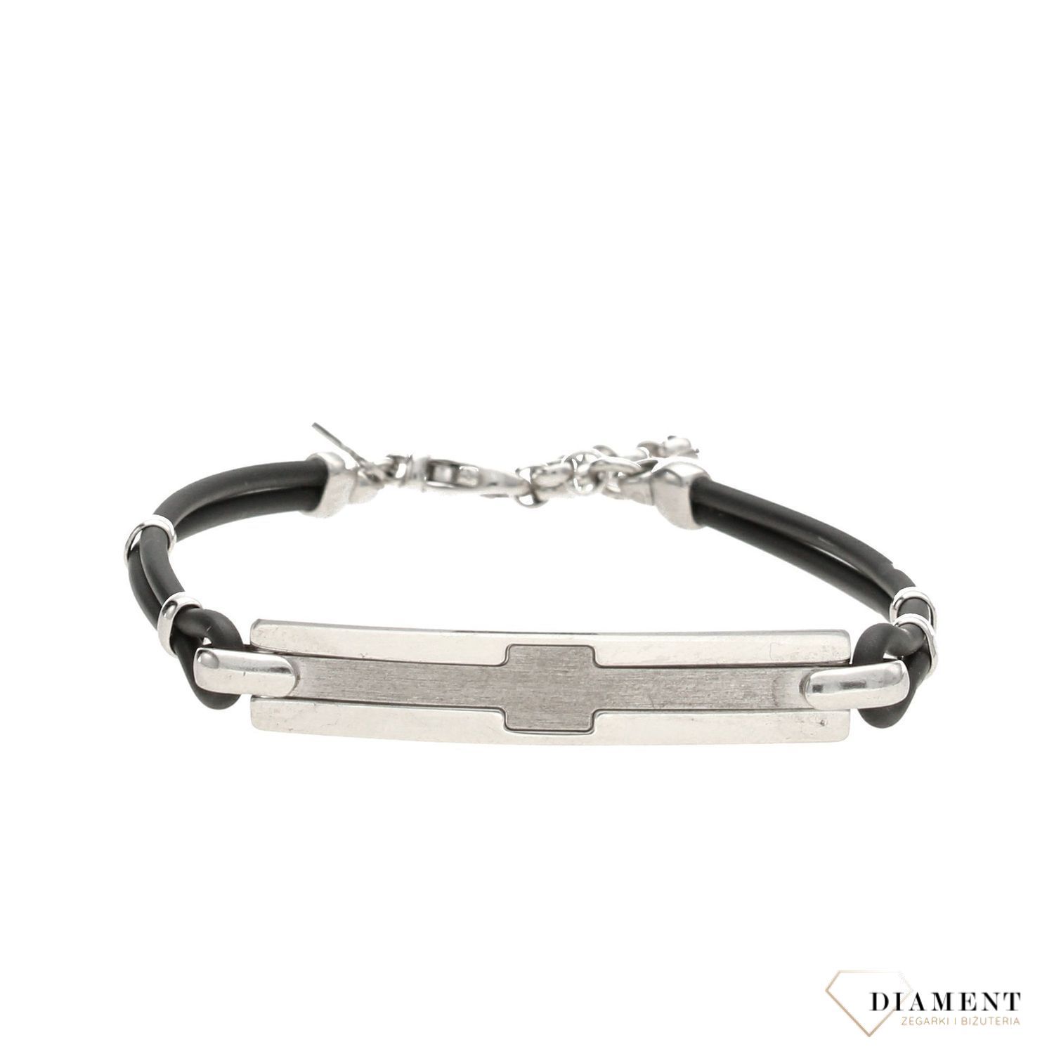 Bransoletka męska czarna blaszka i silikon BRA-000000-328-925.jpg