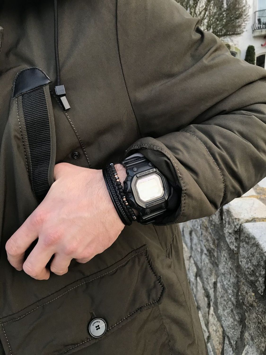 Bransoletka męska czarna z koralikami i skórą✓ Biżuteria męska w Sklepie z Akcesoria Męskie zegarki-diament.pl✓Piękne i Eleganckie Bransoletki męskie✓Darmowa wysyłka✓.jpg