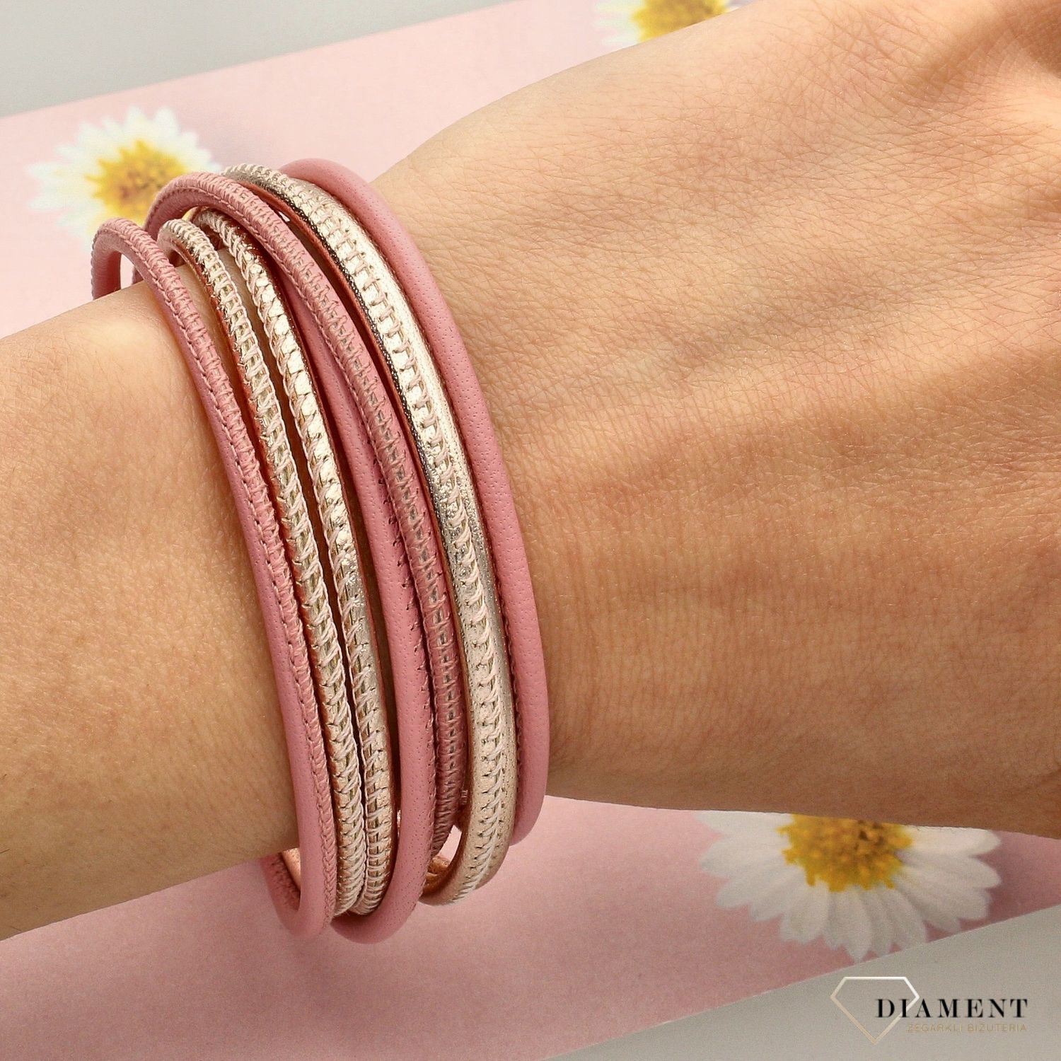 Bransoletka skórzana kolor różowy-jasny złoty różowe złoto BRA-000000-654-SKÓRA (2).jpg