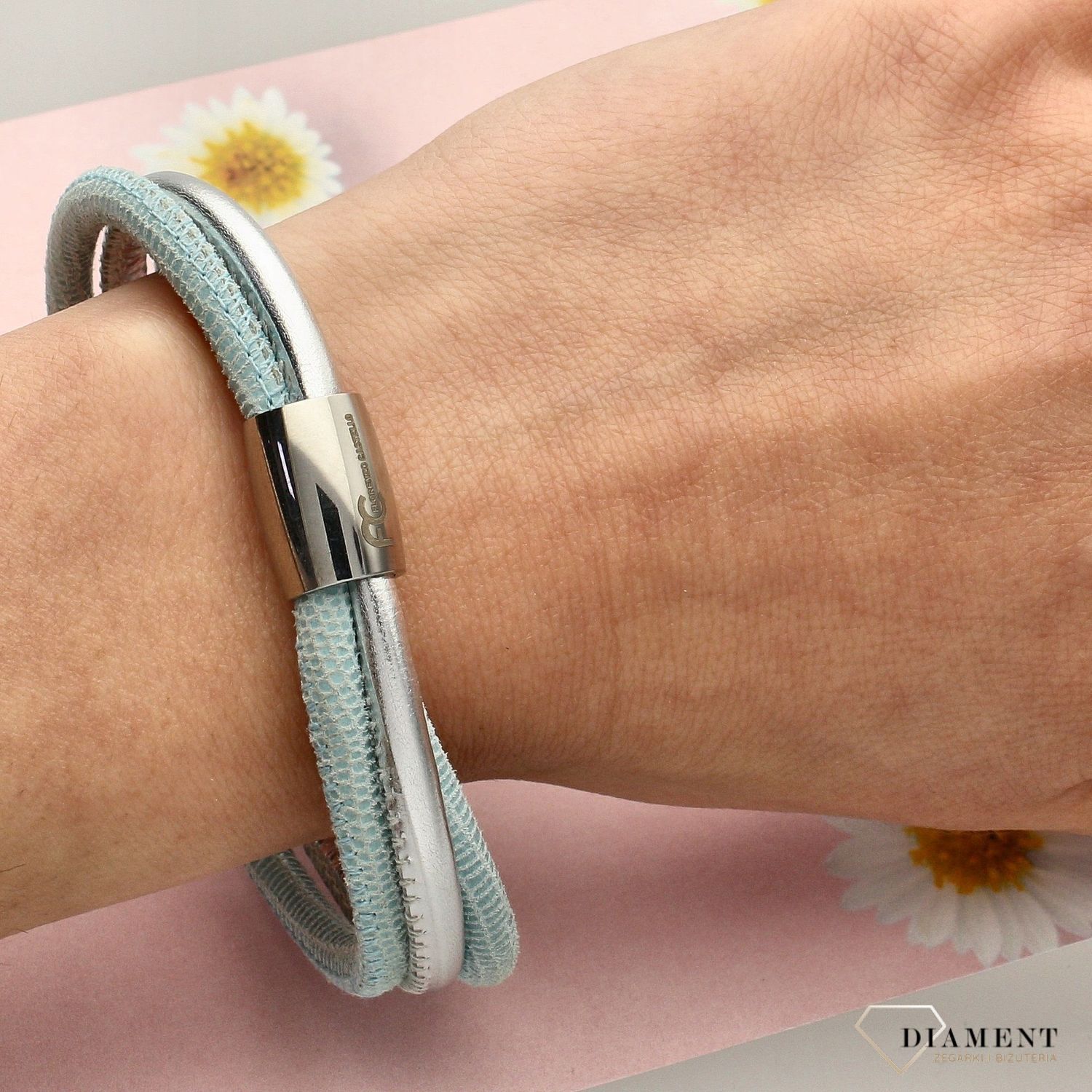 Bransoleta damska skórzana niebieski srebrny BRA-000000-661-SKÓRA (1).jpg