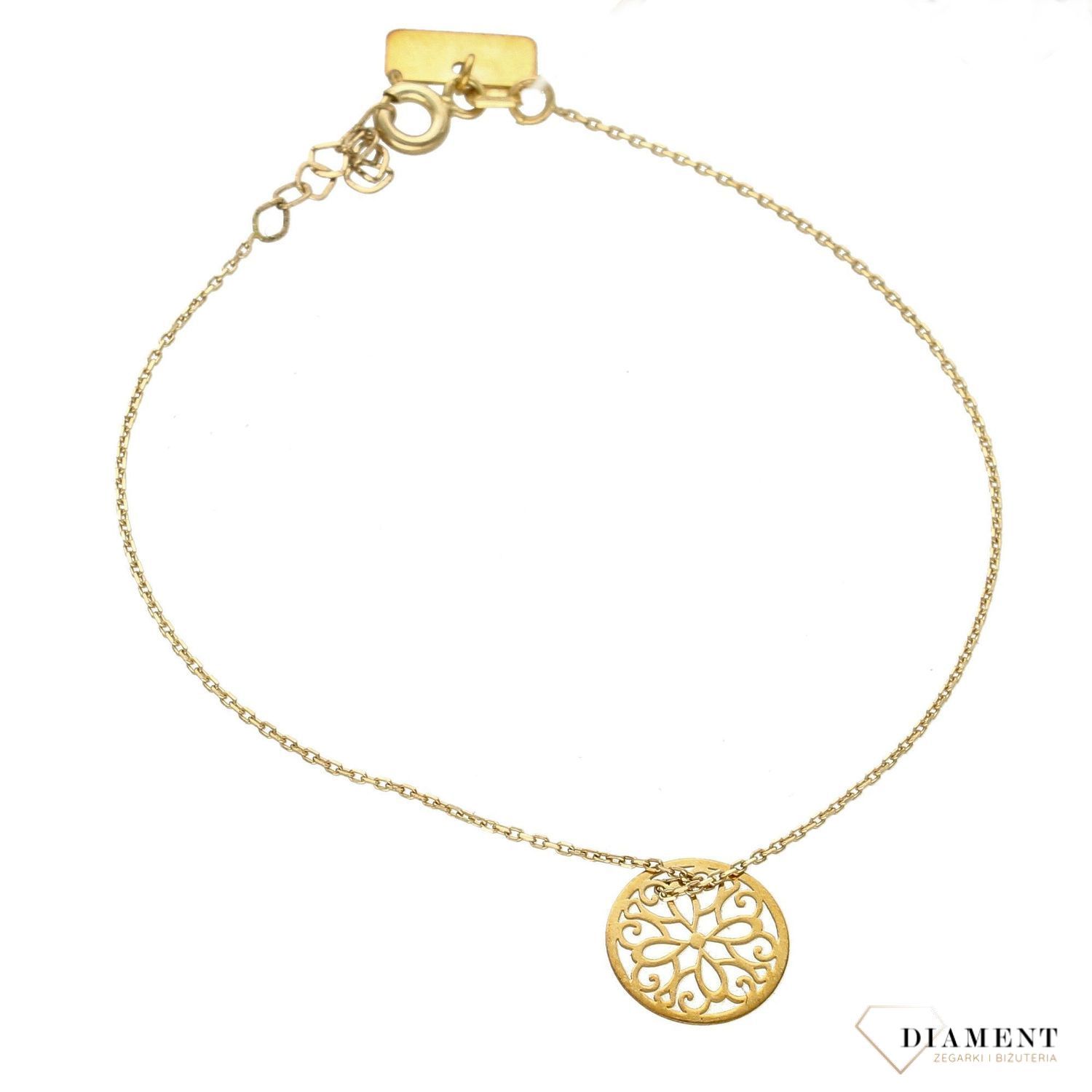 Złota bransoletka 333 celebrytka z ażurowym kółeczkiem BRA-000000-690-333. Złota bransoletka damska. Złota bransoletka z ażurowym kółeczkiem. Złota bransoletka celebrytka. Złota bransoletka idealna na pre.jpg