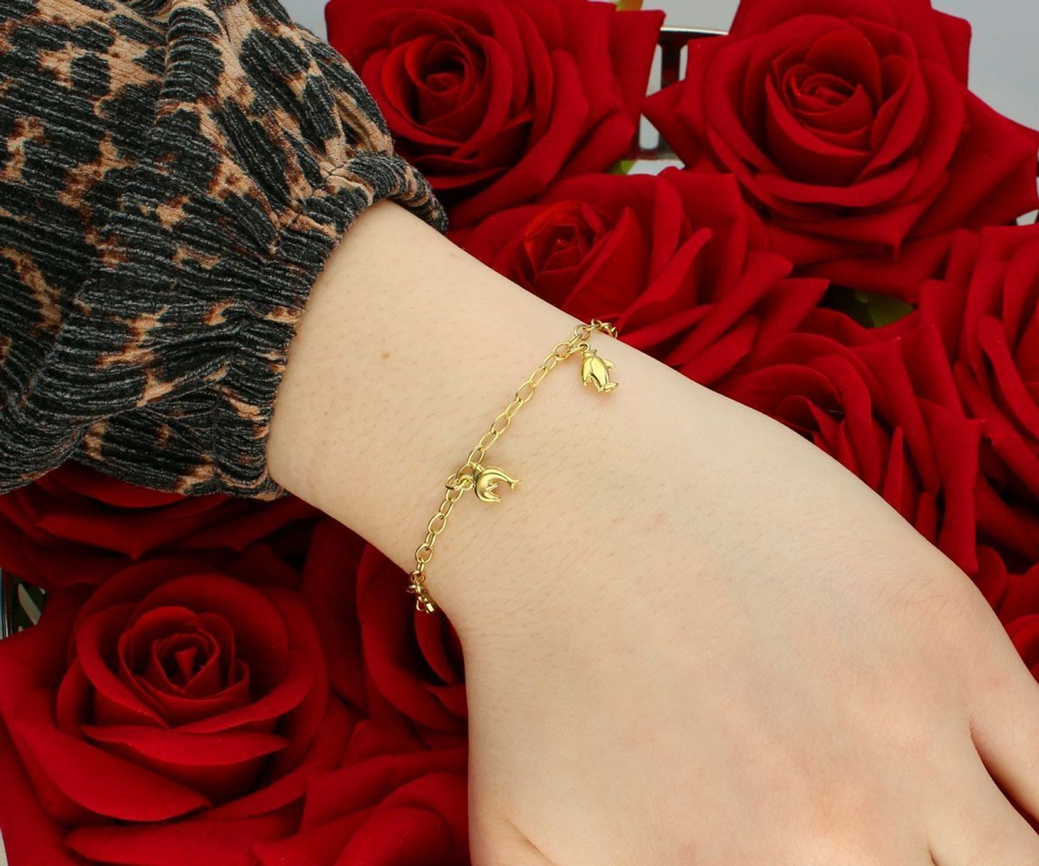 Złota bransoletka dla dziewczynki ze zwierzątkami 333.jpg