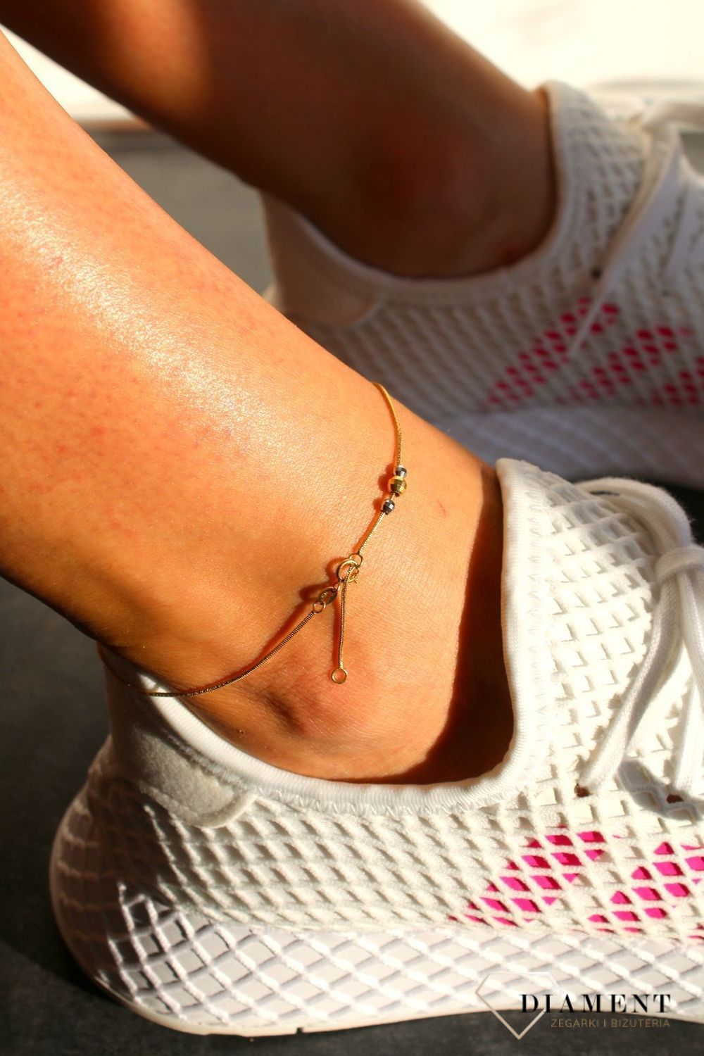 Złota bransoletka na nogę z kuleczkami 585 BRA-000000-721-585d.jpg