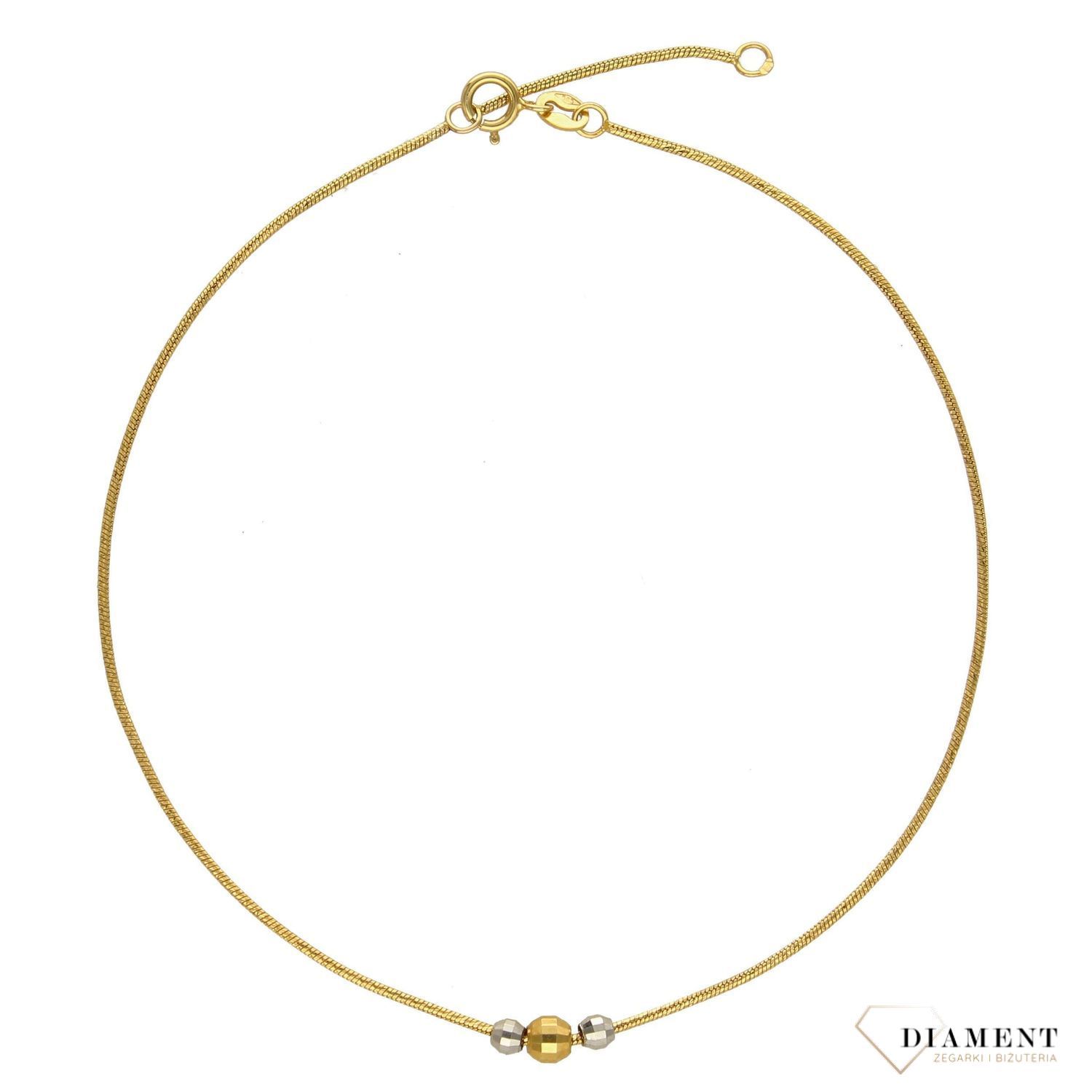 Złota bransoletka na nogę z kuleczkami 585 BRA-000000-721-585d.jpg