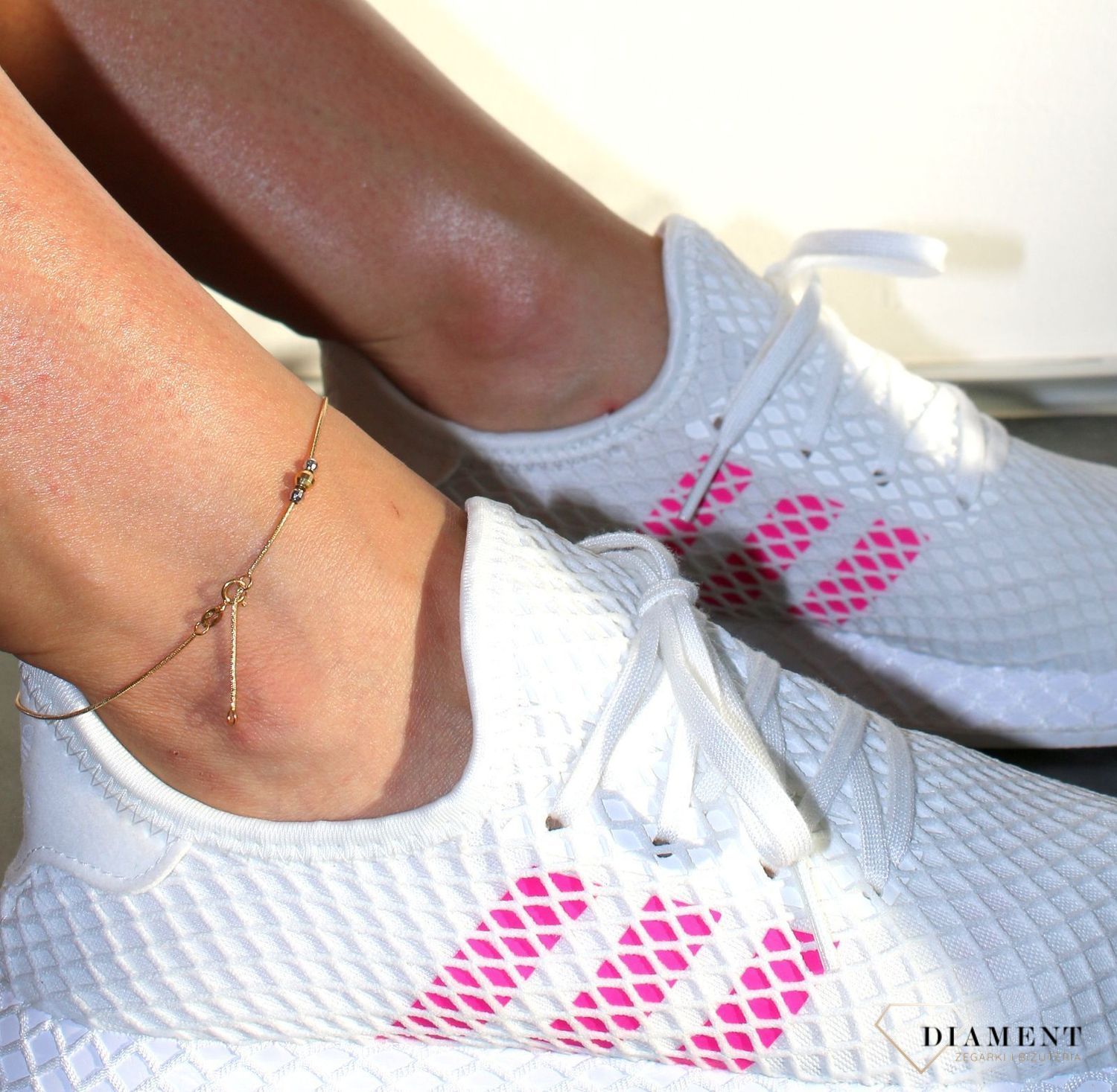 Złota bransoletka na nogę z kuleczkami 585 BRA-000000-721-585d.jpg