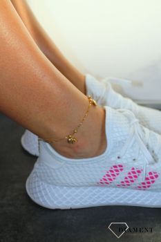 Złota bransoletka Apart na nogę z zawieszkami 585✓ Złote Bransoletki na nogę, bransoletki na kostkę, biżuteria apart (1).JPG
