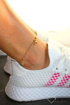 Złota bransoletka Apart na nogę z zawieszkami 585✓ Złote Bransoletki na nogę, bransoletki na kostkę, biżuteria apart (4).JPG