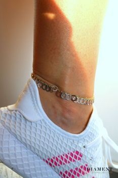 Złota bransoletka na nogę z białym złotem 585✓ Złote Bransoletki na nogę, bransoletki na kostkę (4).JPG