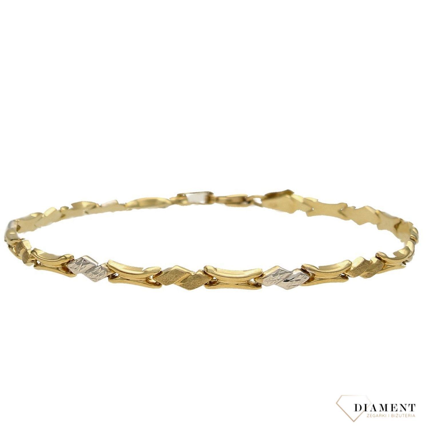 Złota bransoletka damska 585 'sztywna bicolor'  (1).jpg