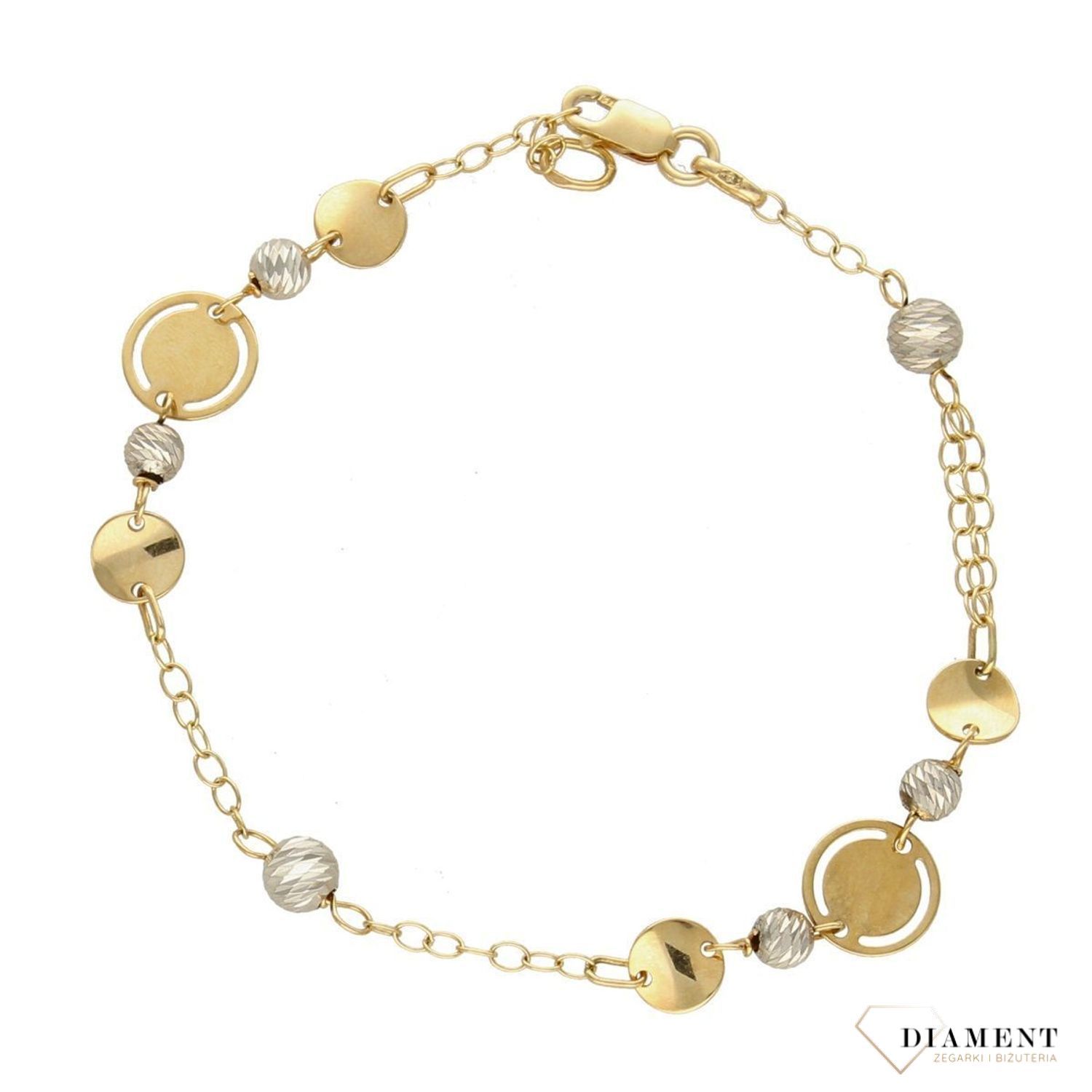 Złota bransoletka 585 'kuleczki z żółtego i białego złota'  (1).jpg