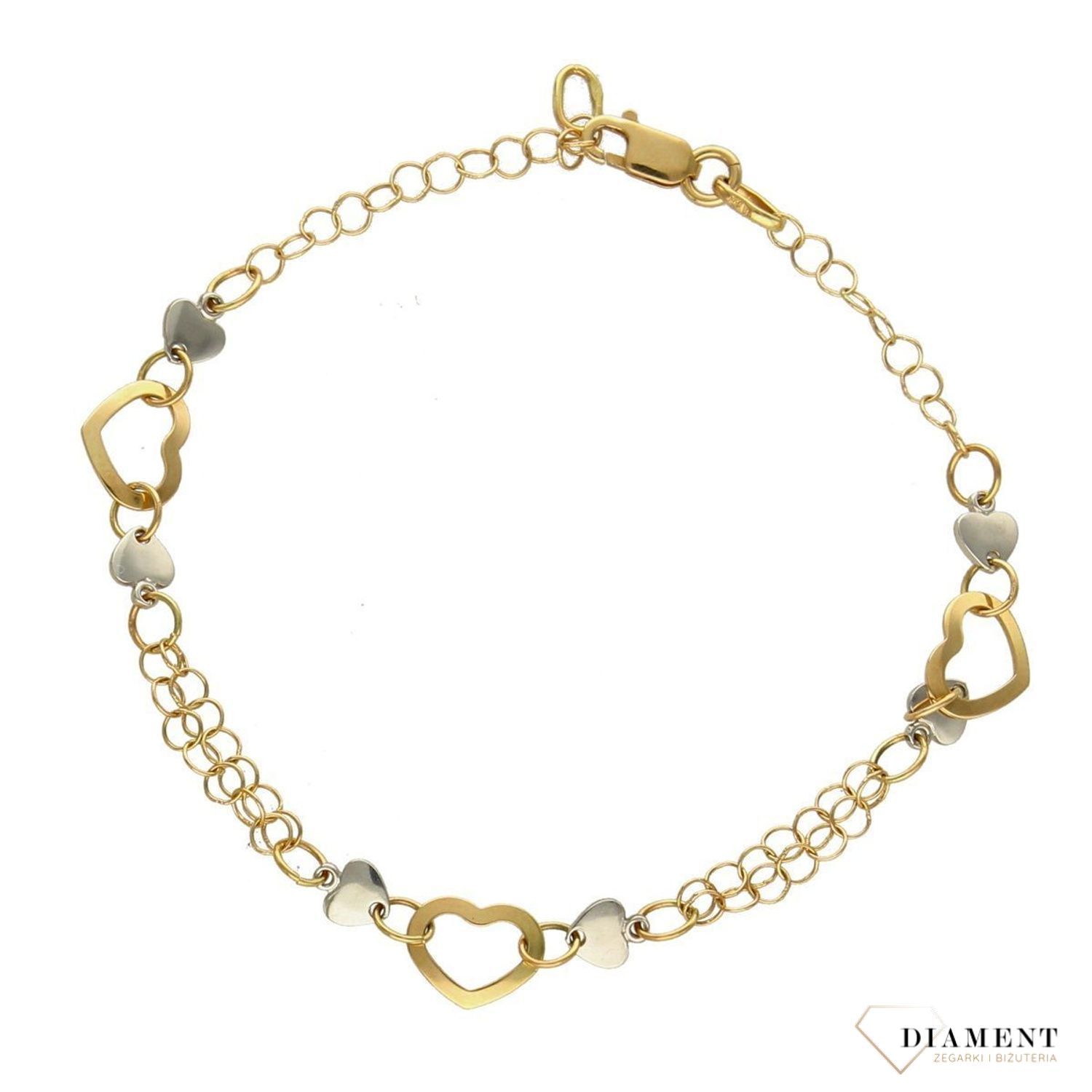 Złota bransoletka celebrytka 585 serduszka (1).jpg