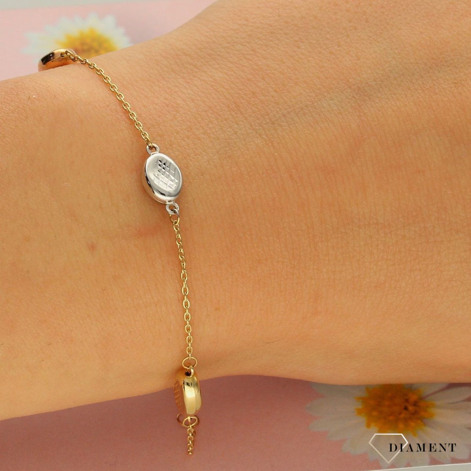 Złota bransoletka 585 'trzy kolory oczek'  (2).jpg