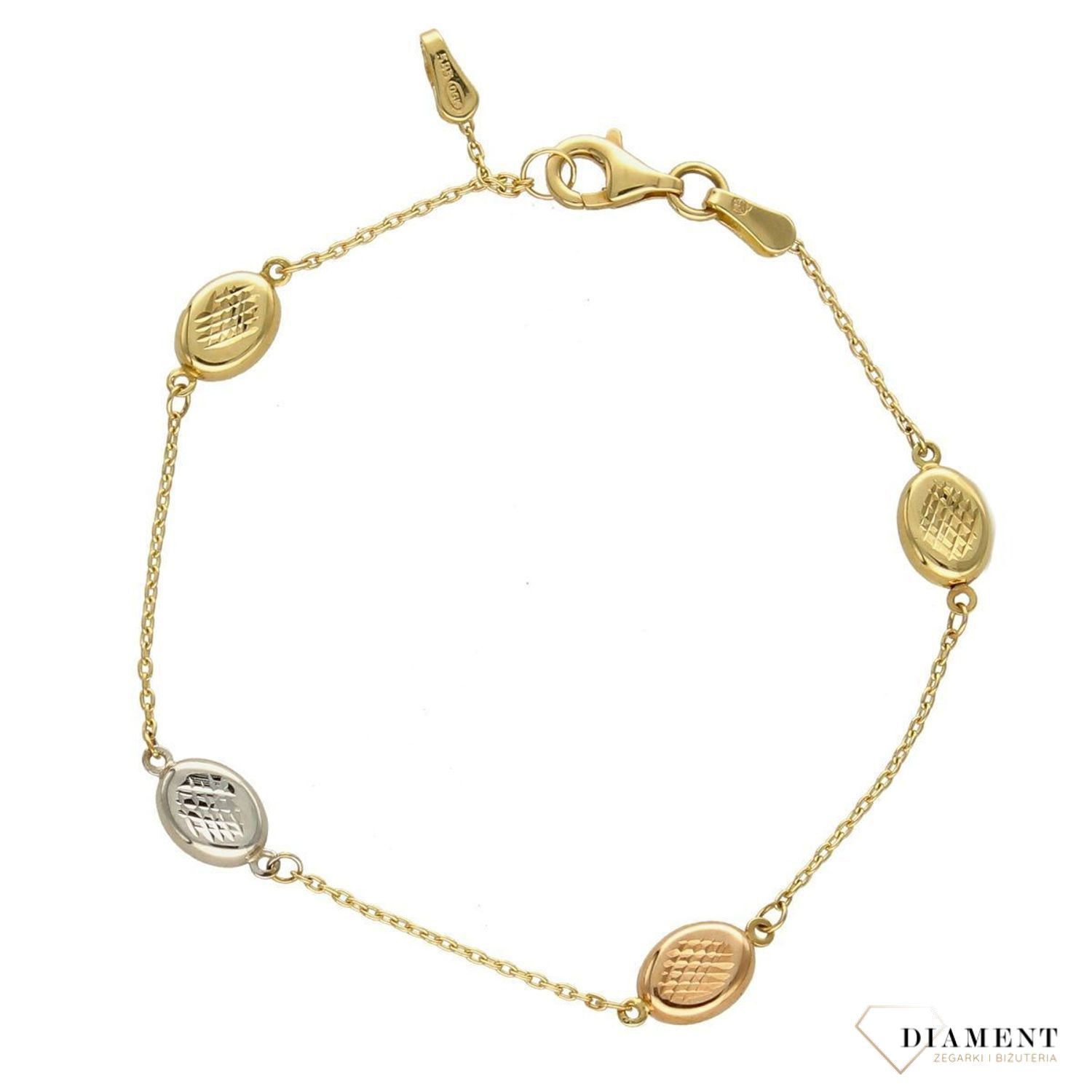 Złota bransoletka 585 'trzy kolory oczek'  (2).jpg