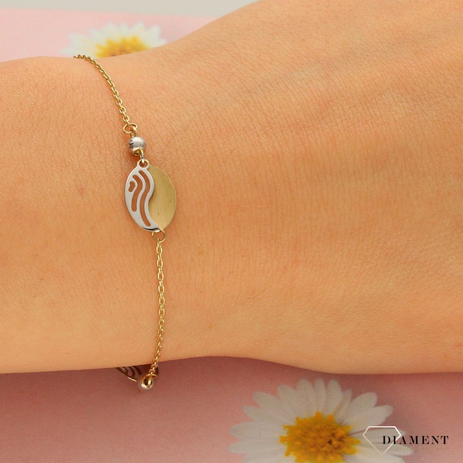 Złota bransoletka 585 'modny wzór bicolor'  (1).jpg