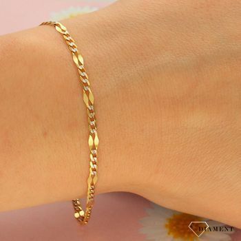 Złota bransoletka 585 Figaro Gucci z białym złotem  (1).jpg