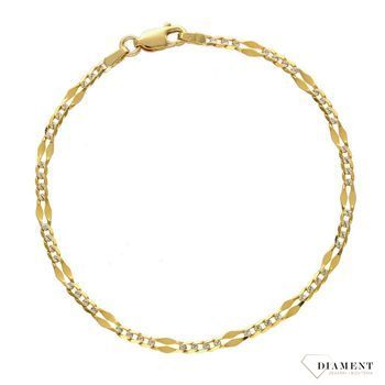 Złota bransoletka 585 Figaro Gucci z białym złotem  (2).jpg