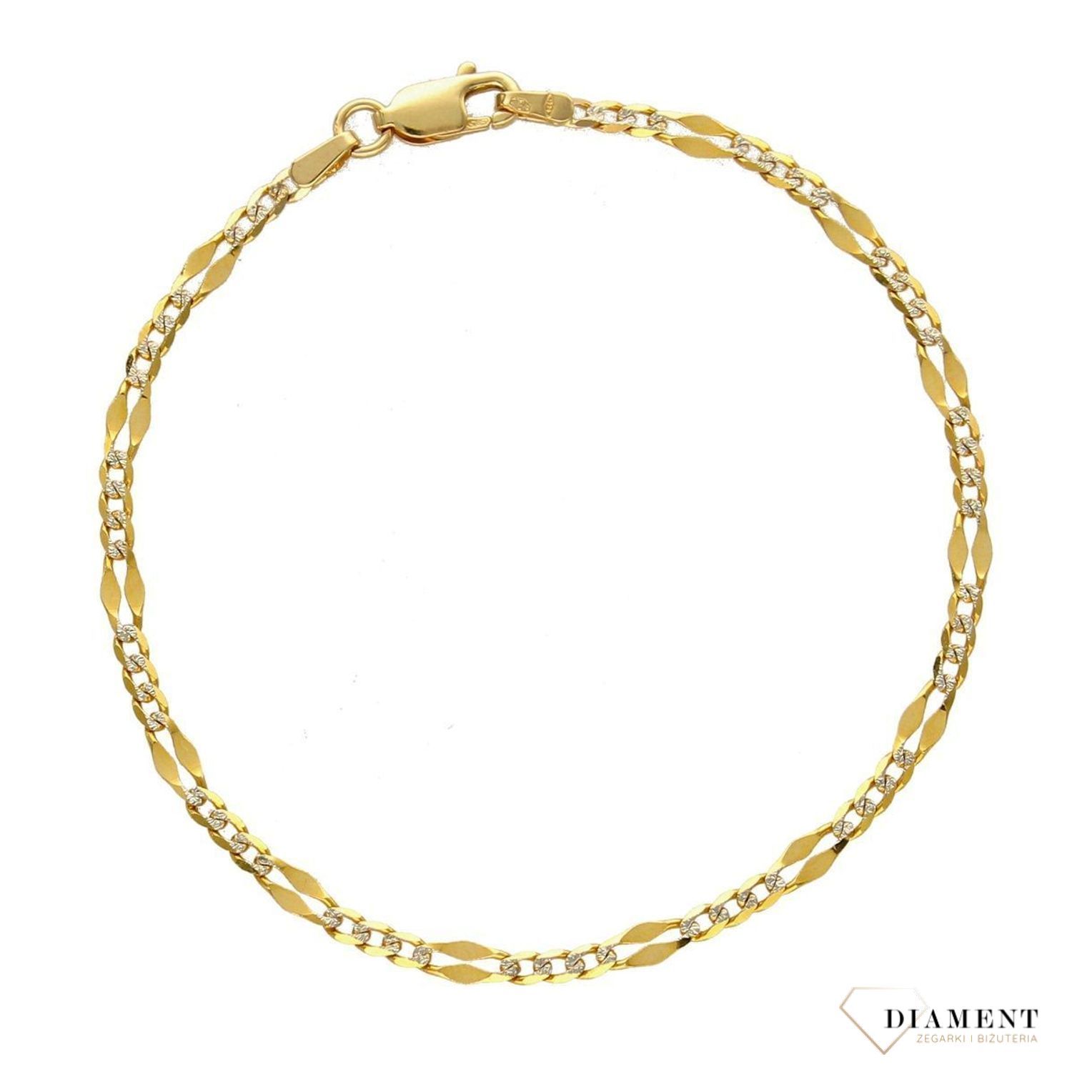 Złota bransoletka 585 Figaro Gucci z białym złotem  (2).jpg