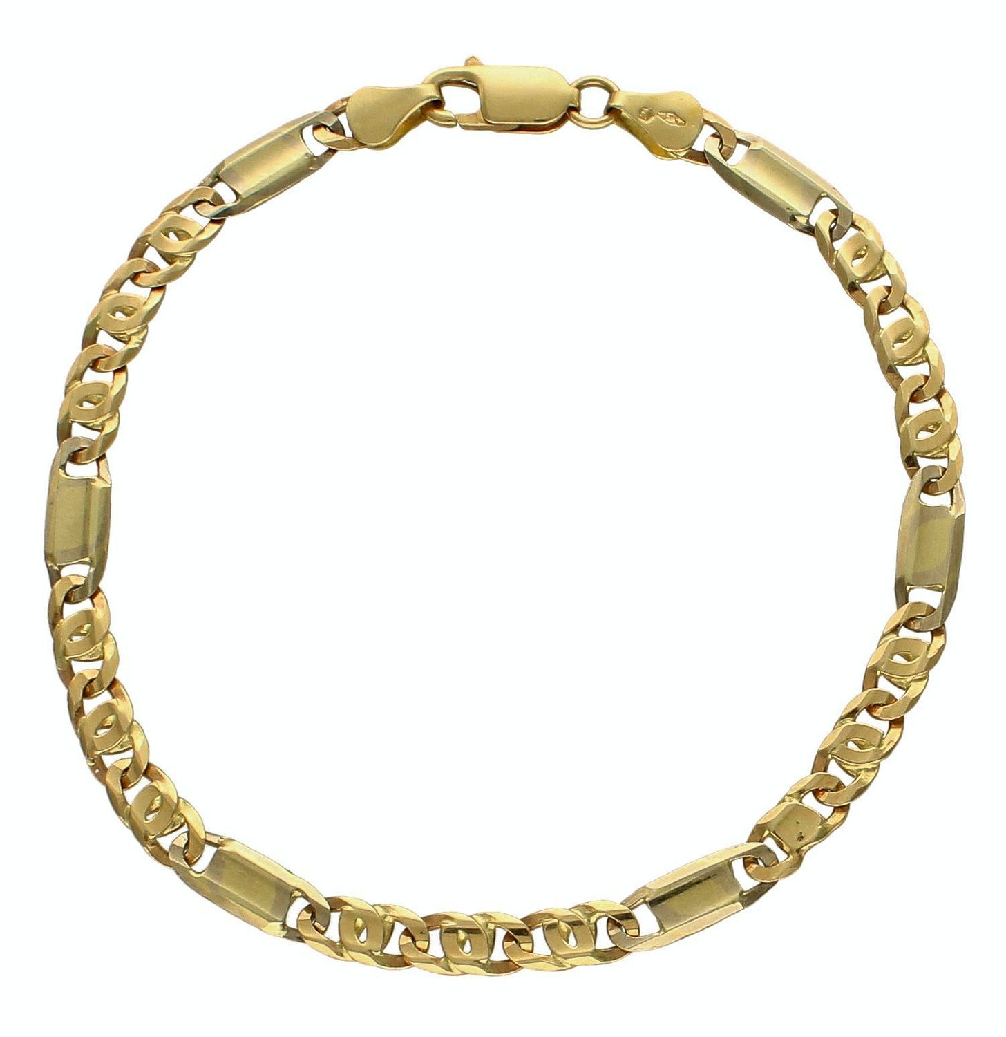 Bransoletka złota 585 męska BRA-000000-746-585 Splot jest bardzo charakterystyczny i elegancki, lubiany zarówno przez panie, jak i panów. 6 płaskich, gładkich ogniw zapewnia bransoletce niesamowity blask. Idealny pomysł na prezent.jpg