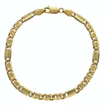 Bransoletka złota 585 męska BRA-000000-746-585 Splot jest bardzo charakterystyczny i elegancki, lubiany zarówno przez panie, jak i panów. 6 płaskich, gładkich ogniw zapewnia bransoletce niesamowity blask. Idealny pomysł na prezent.jpg