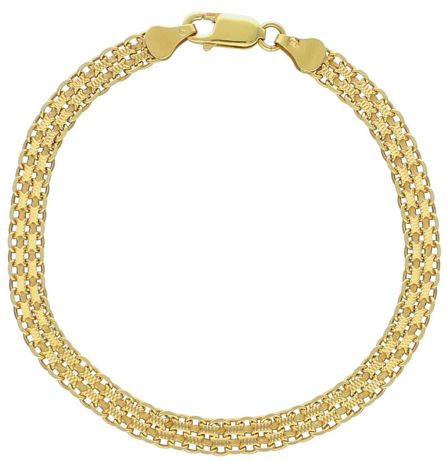 Bransoletka złota 585 Bismark Splot Bismark jest bardzo ciekawy oraz silny dzięki rzędom równoległych, owalnych ogniw połączonych ze sobą.1.jpg