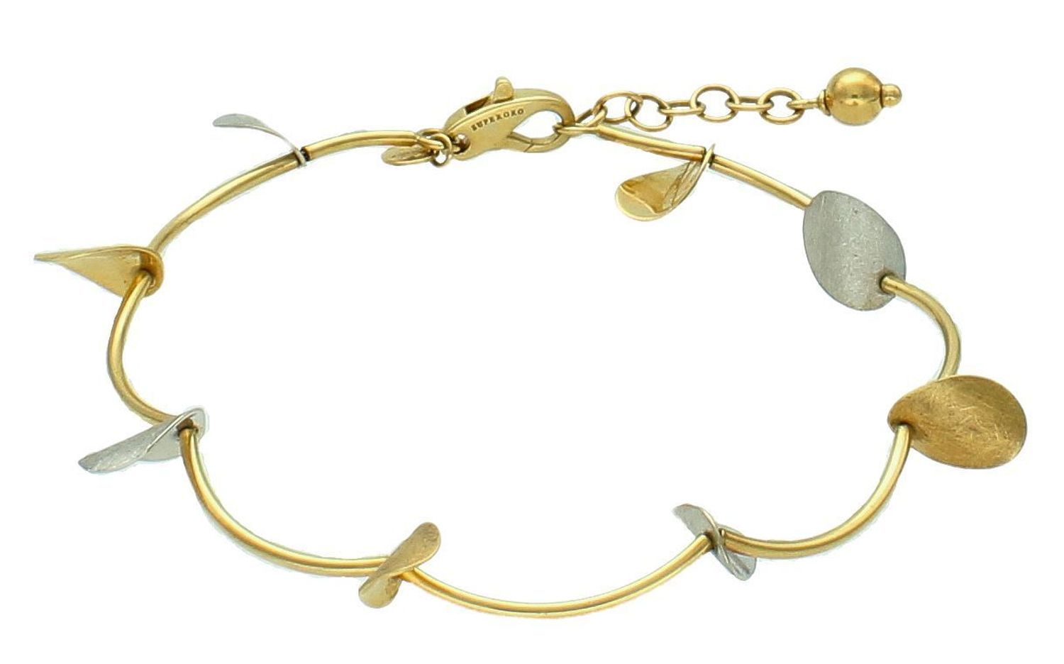 Bransoletka złota zdobiona blaszkami satynowymi pr 585, BRA-000000-766-585. Ponadczasowa, klasyczna biżuteria, w której harmonijne wzory wspaniale łączą się z blaskiem żółtego złota. 1.jpg