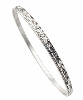 Srebrna Bransoletka Sztywna 925 z Ornamentem – 3 mm, 7,67 g.jpg