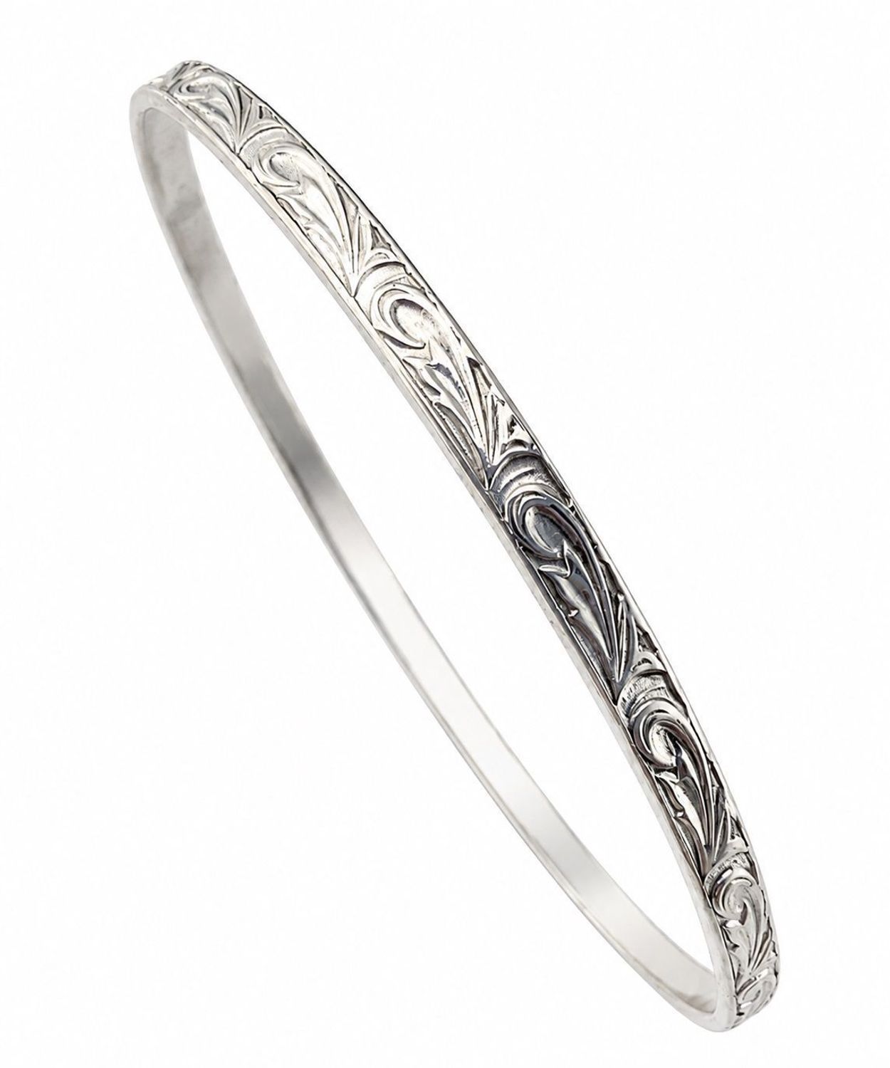 Srebrna Bransoletka Sztywna 925 z Ornamentem – 3 mm, 7,67 g.jpg