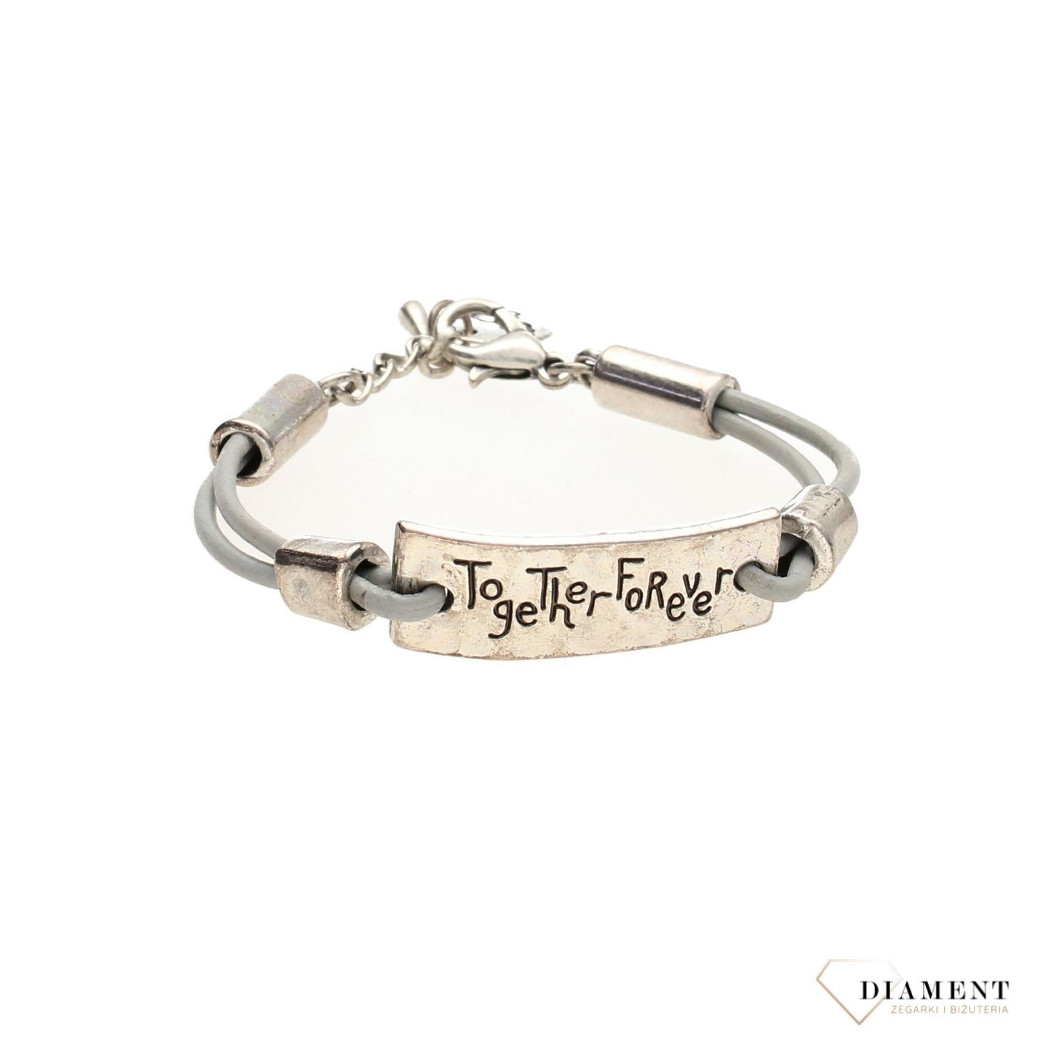 Bransoletka na szarym rzemyku ' Na zawsze razem ' BRA-TF02 (1).jpg