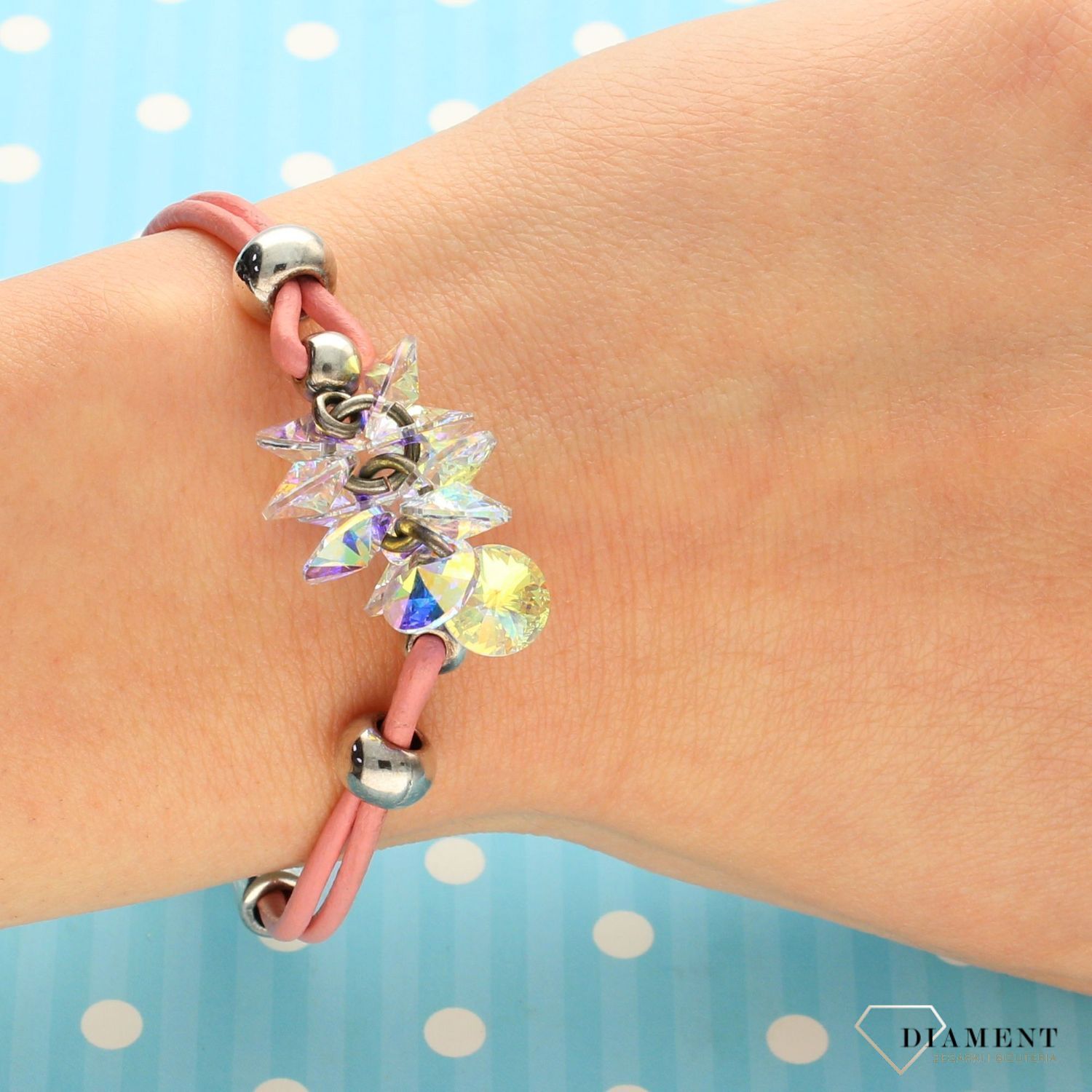 Bransoletka damska różowa z kryształkami BRAILOV507103200 (1).jpg