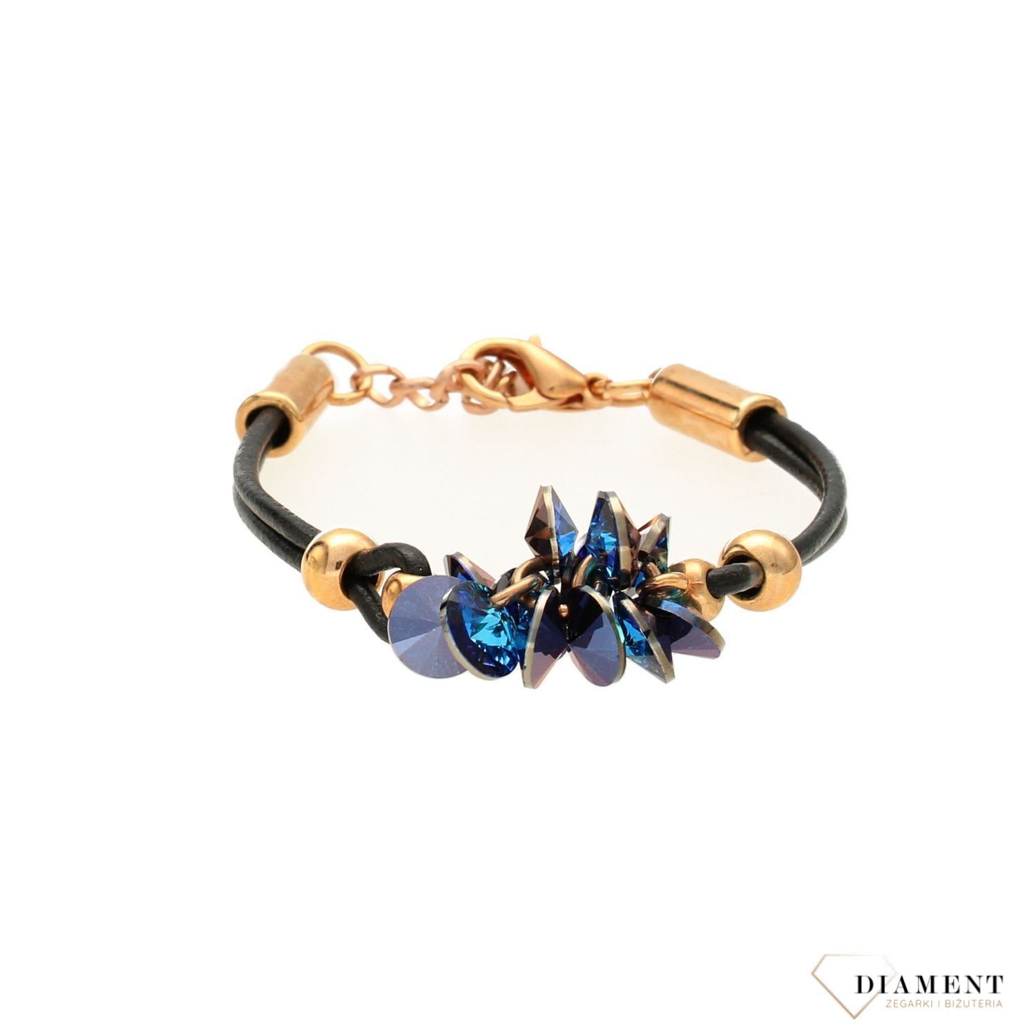 Bransoletka damska skóra z niebieskimi kryształami BRAILOV507703500 (1).jpg