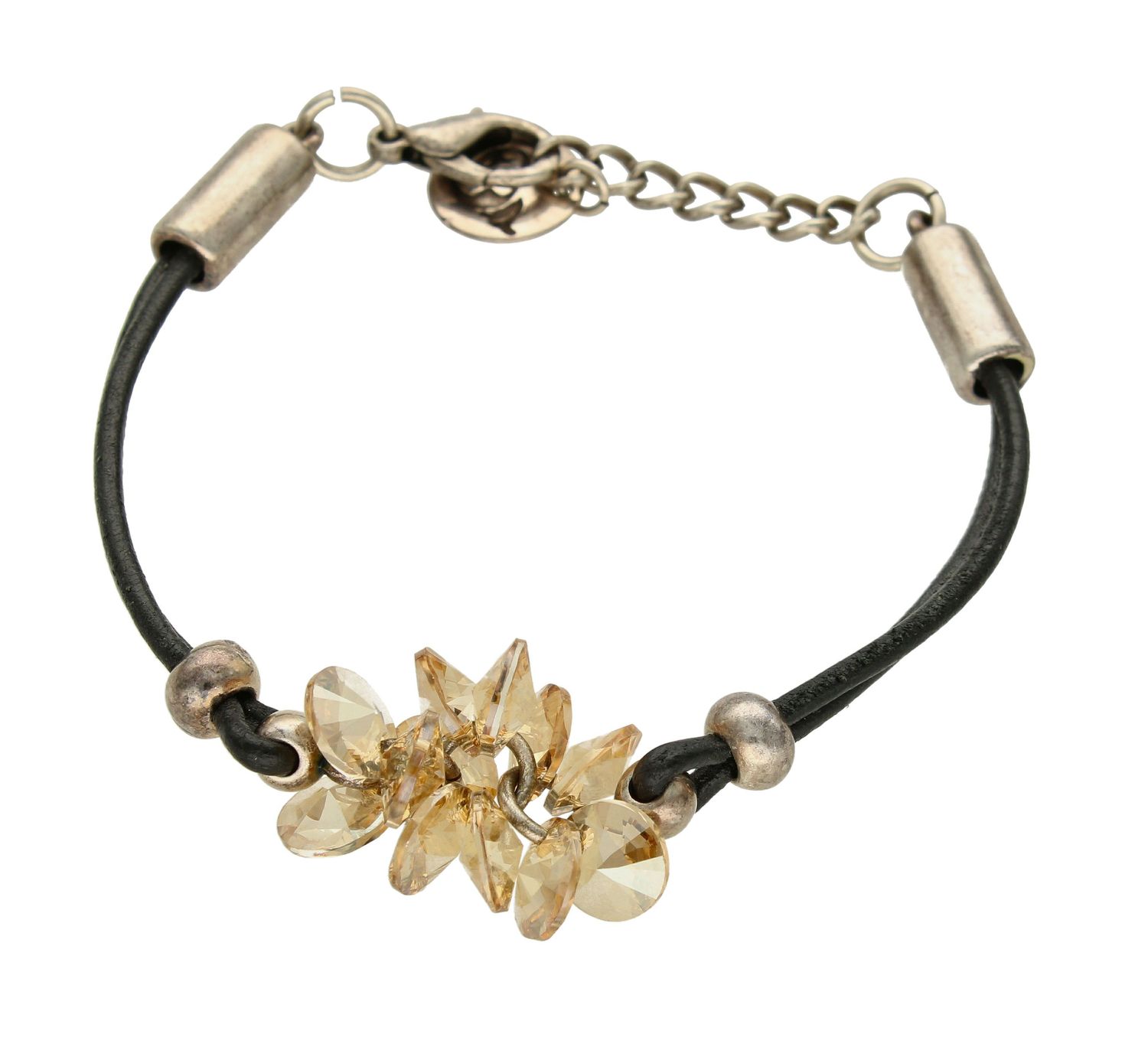 Damska bransoletka na rzemyku z połyskującymi kryształkami BRAILOVE50490320.Damska bransoletka na czarnym, podwójnym rzemyku z połyskującymi kryształkami stanowi idealny dodatek do codziennych jak i wieczorowych stylizacji (.jpg