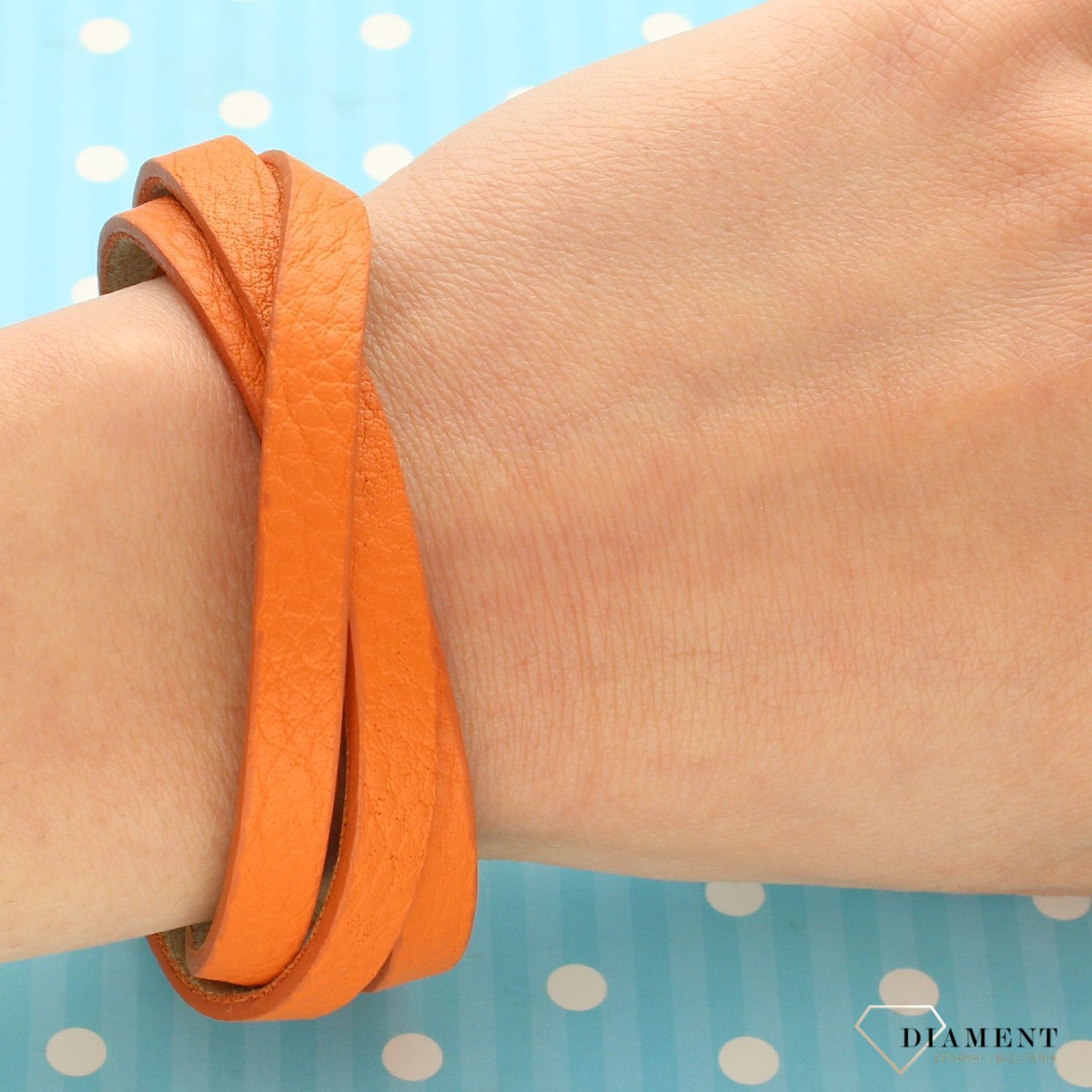Bransoletka damska skórzana pomarańczowa BRAPOIN057202000 (2).jpg