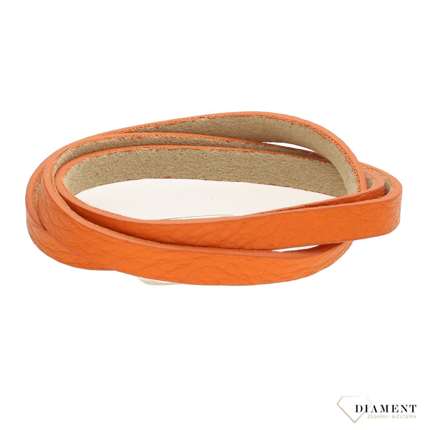 Bransoletka damska skórzana pomarańczowa BRAPOIN057202000 (2).jpg