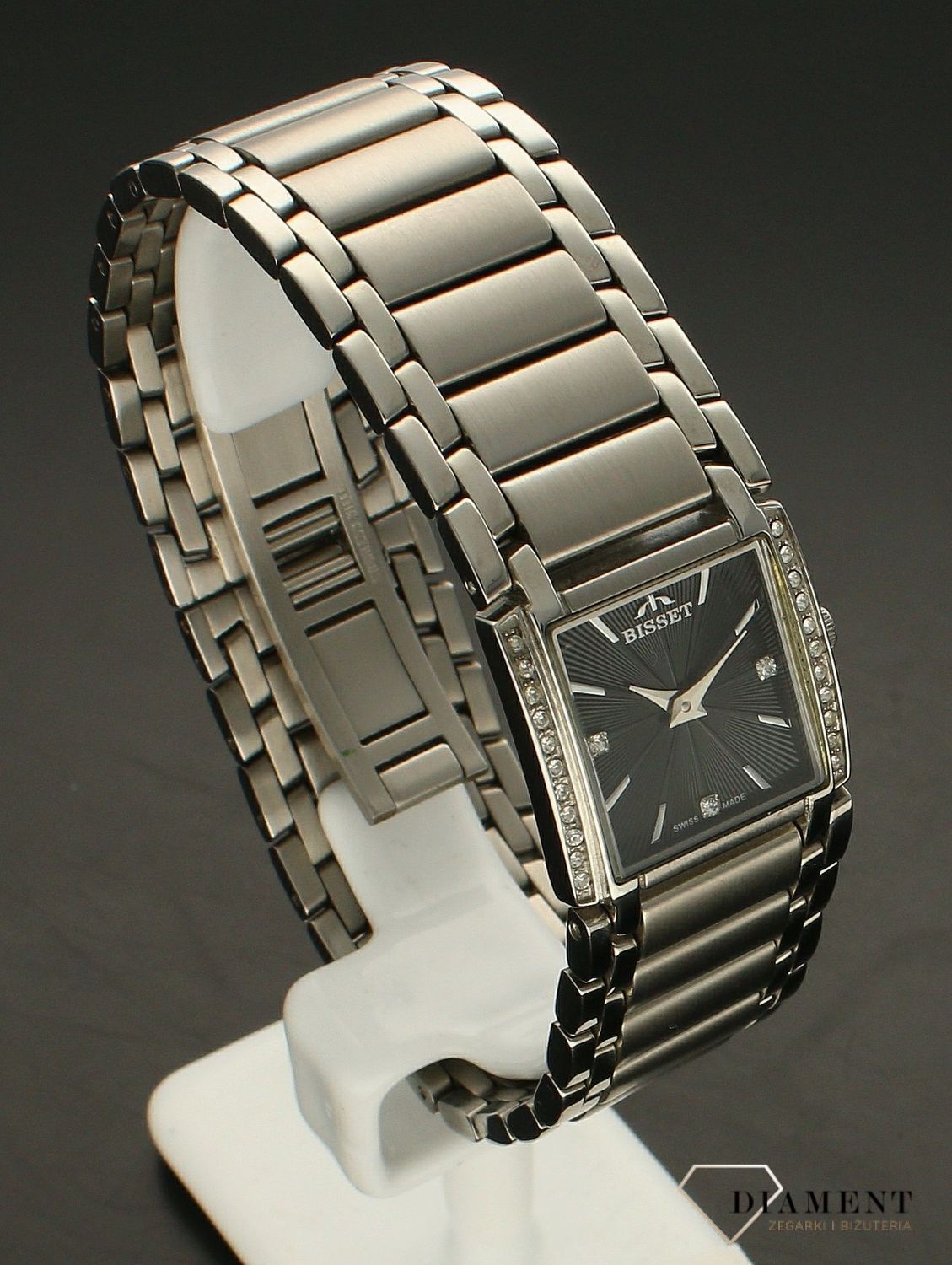 Zegarek damski Bisset na srebrnej bransolecie z cyrkoniami BS25C60L (2).jpg