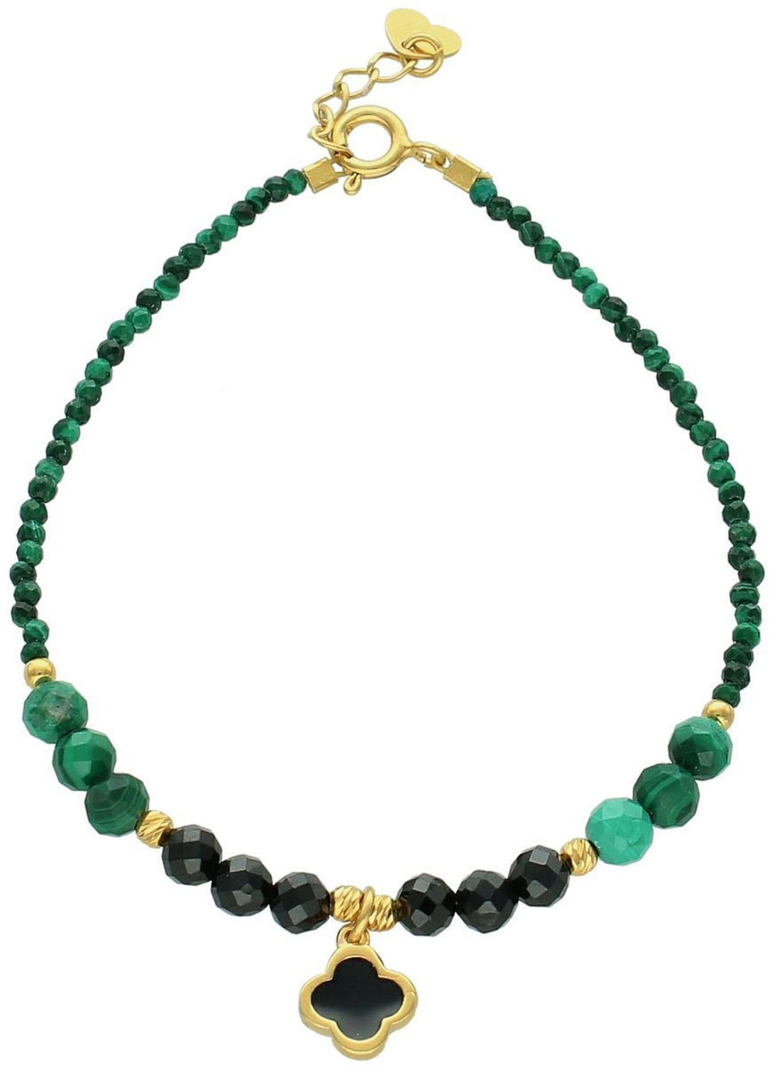 Bransoletka z naturalnych kamieni i pozłacaną koniczynką BS3044v21...jpg