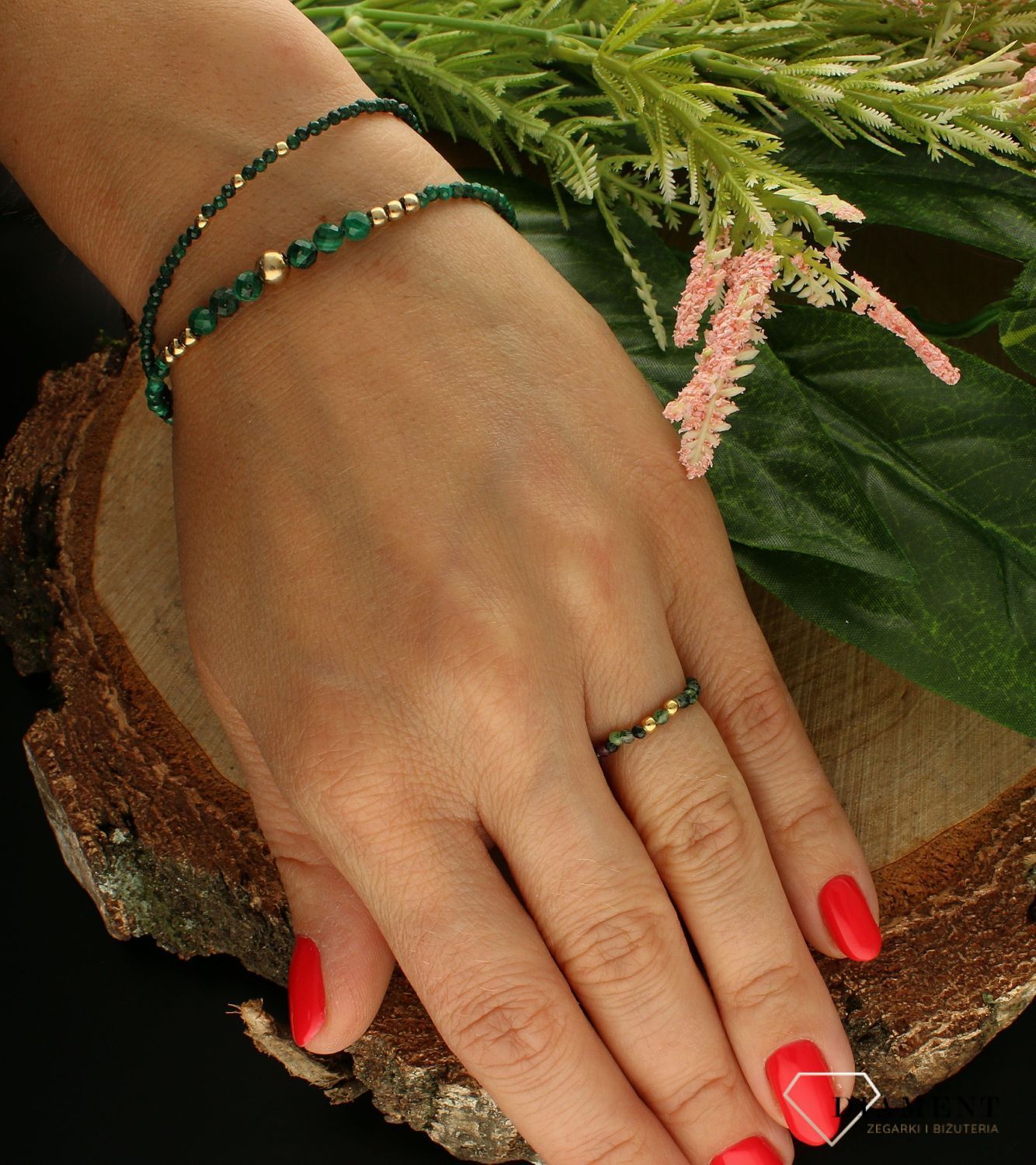 Bransoletka damska kamienie naturalne malachit, hametyt BS3044v52 (2).jpg