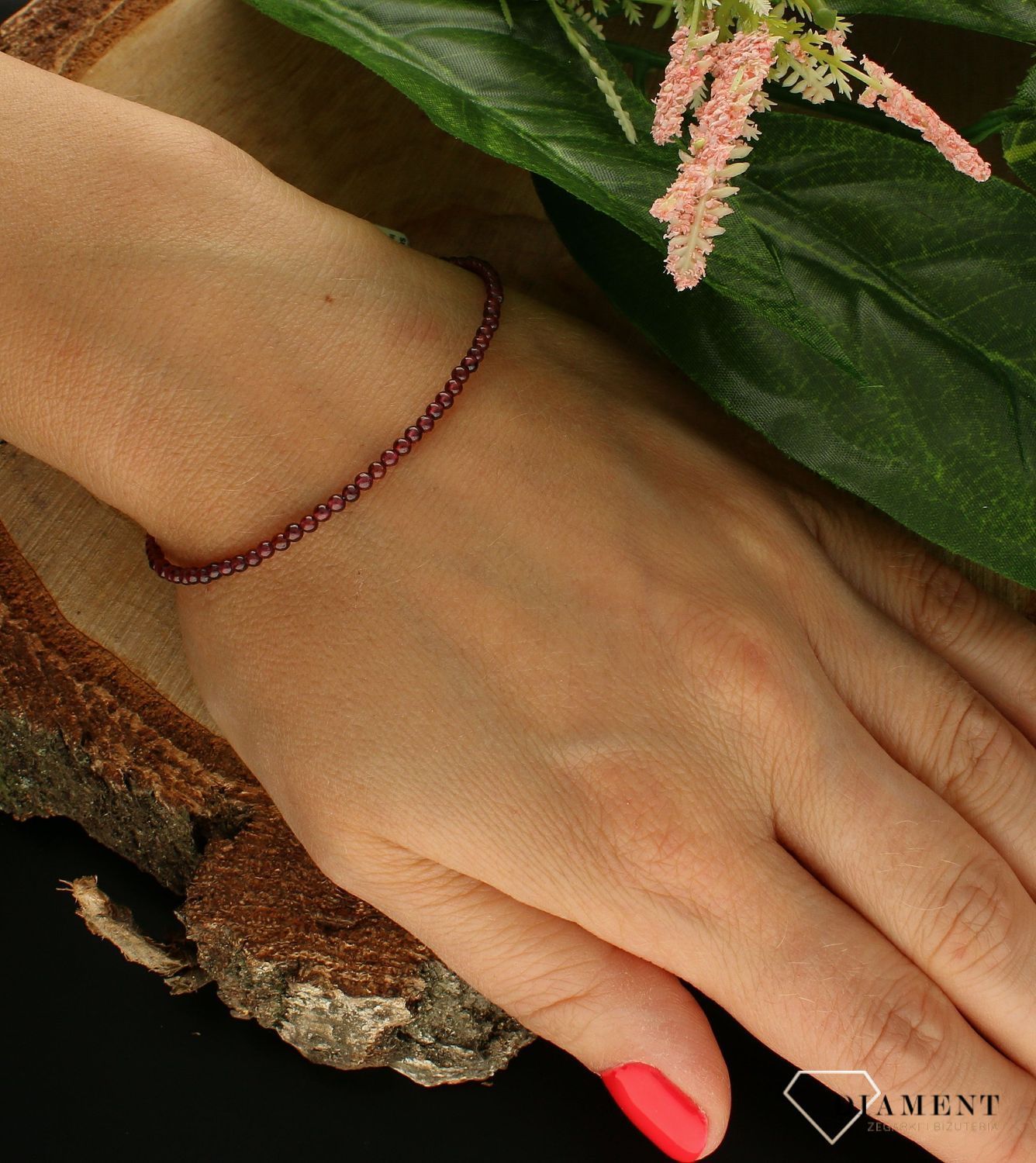 Bransoletka damska kamienie naturalne granat BS3044v8 (2).jpg