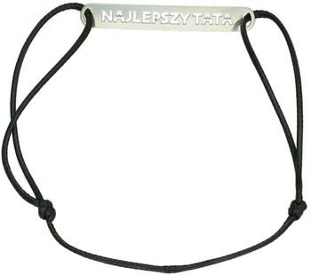 Bransoletka męska „Najlepszy Tata” ze srebra 925 na czarnym sznurku. Blaszka 4 × 0,6 cm, 1,35 g, regulowana długość. Idealny prezent dla taty na co dzień i na wyjątkowe okazje.1.jpg